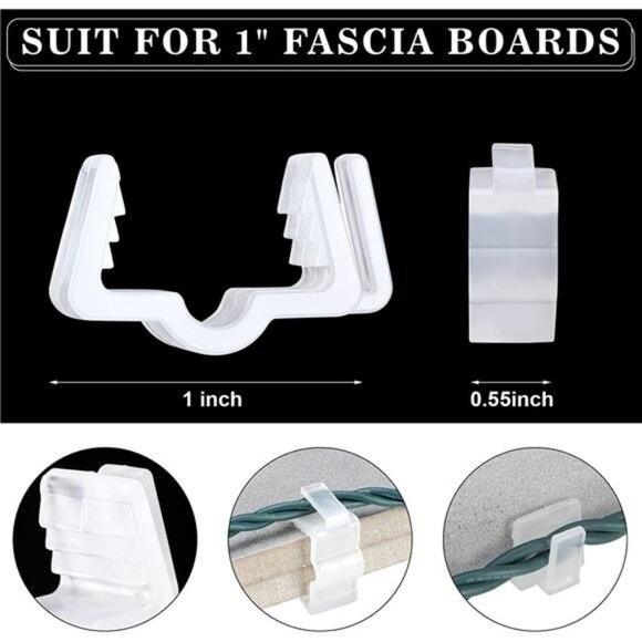 50 Pieces Christmas Holiday Light Hanger Hooks 1" Fascia Boards Clip - Picture 4 of 7